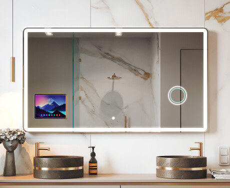 Afrundet Moderne LED Spejl med iPad Displine L141 Ramme
