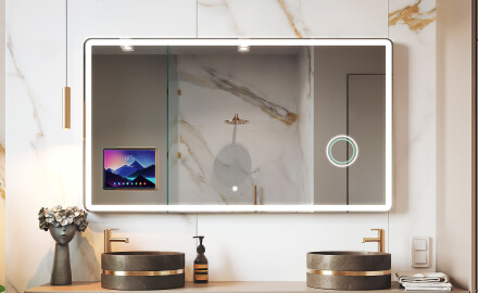 Afrundet Moderne LED Spejl med iPad Displine L141 Ramme