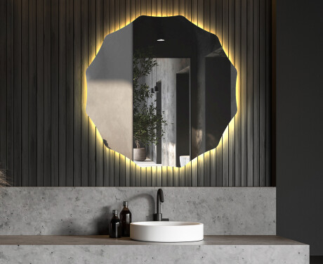 Rundt spejl til badeværelse med lys L192 #1