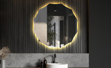Rundt spejl til badeværelse med lys L192