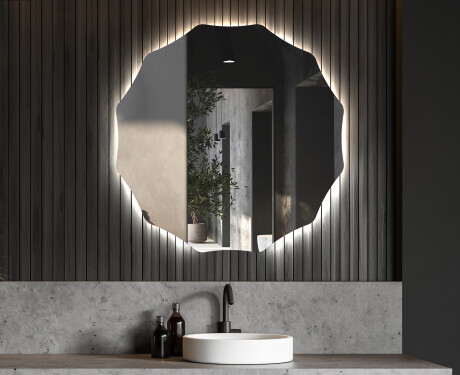 Rundt spejl badeværelse med lys L193 #1