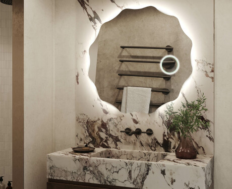 Rundt spejl badeværelse med lys L193 #3