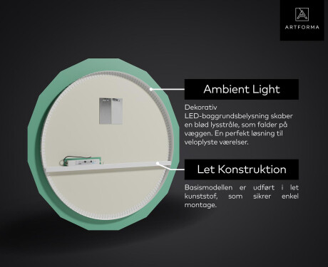 Rundt spejl badeværelse med lys L193 #4