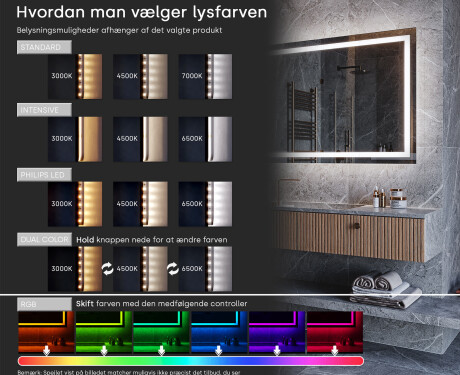 Rundt spejl badeværelse med lys L193 #5