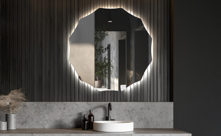 Rundt spejl badeværelse med lys L193