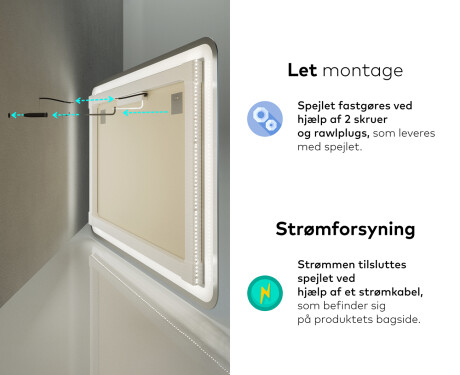 Spejl med lys til badeværelse L143 #10